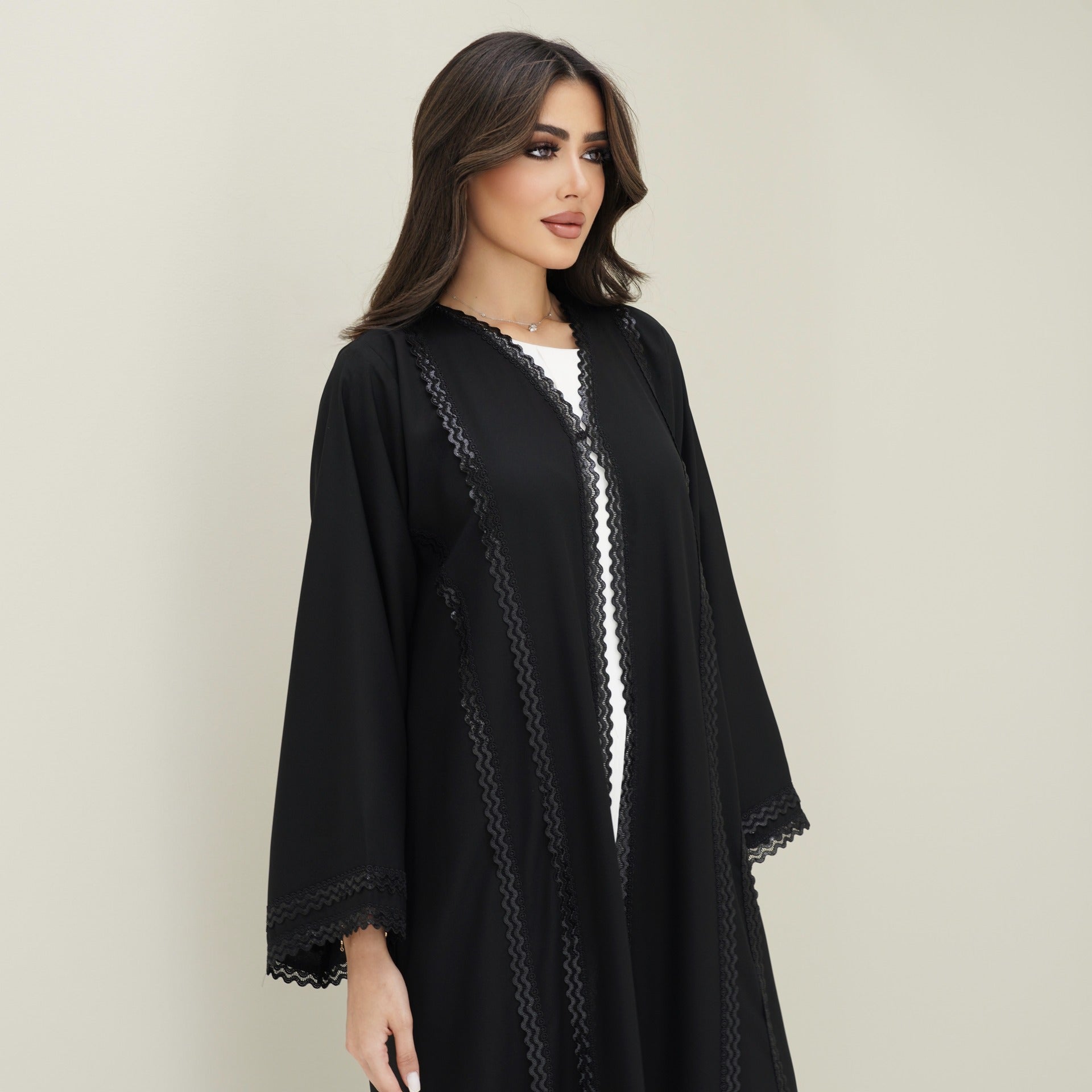 C 0765 Black Lace Abaya