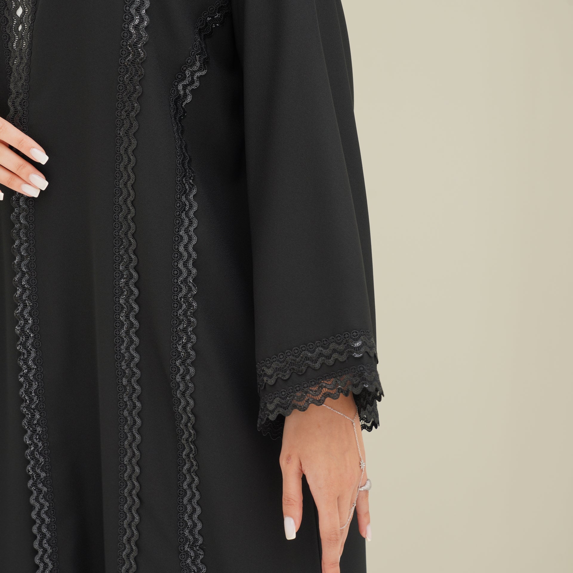 C 0765 Black Lace Abaya