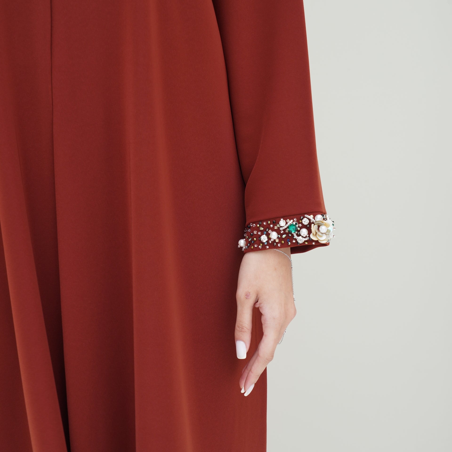 C 0766 Burnt Orange Beaded Abaya