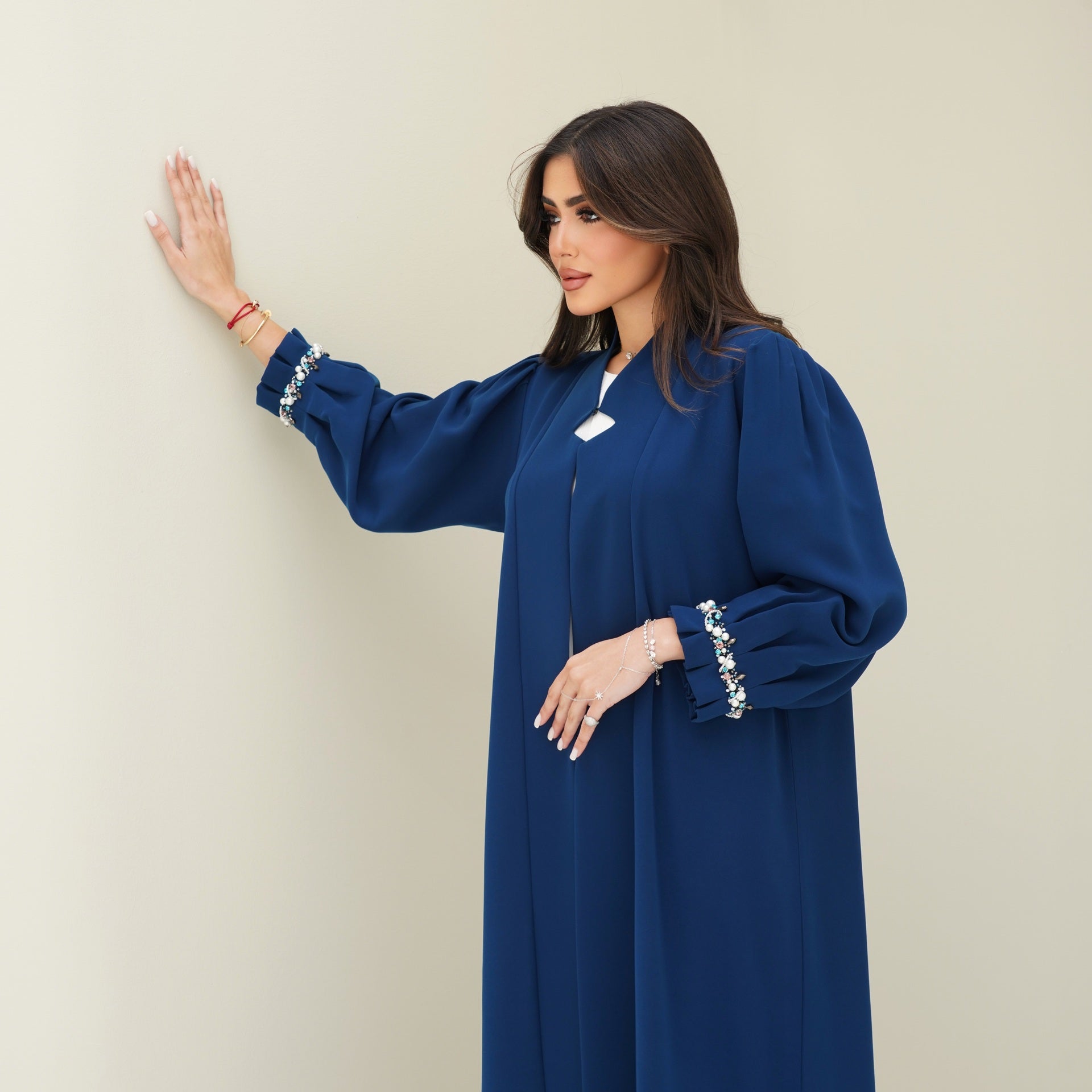 C 0767 Teal Beaded Abaya