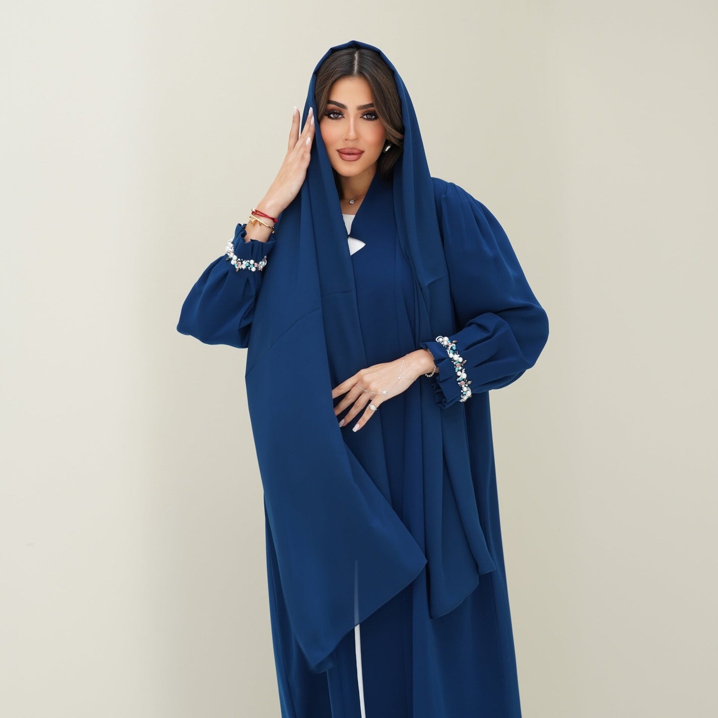 C 0767 Teal Beaded Abaya