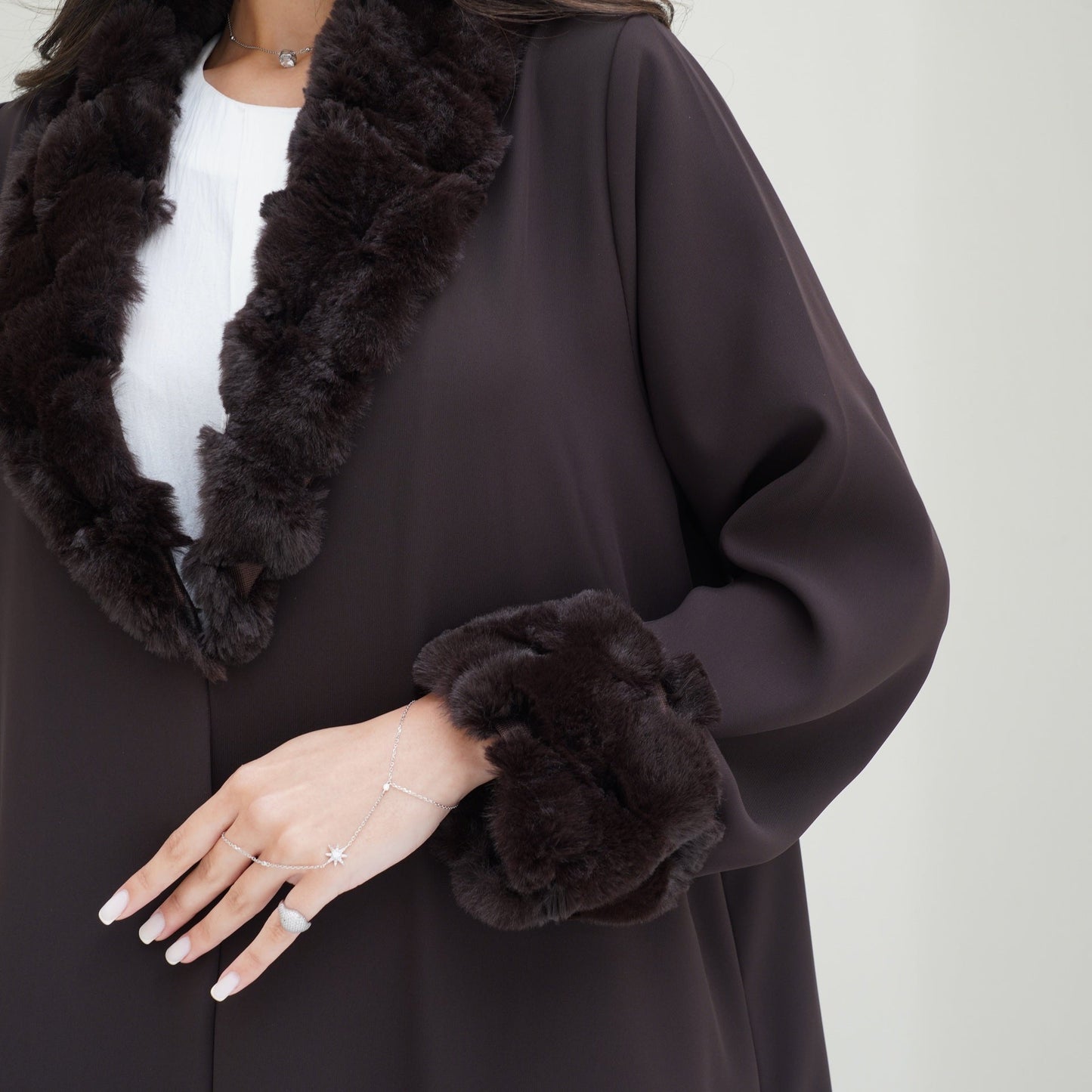 C 0768 Deep Brown Fur Abaya