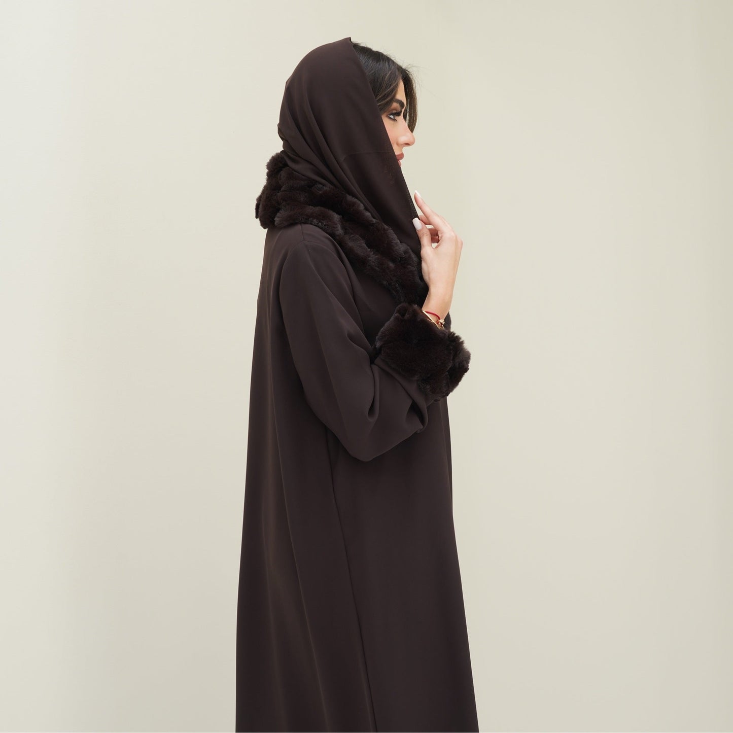 C 0768 Deep Brown Fur Abaya