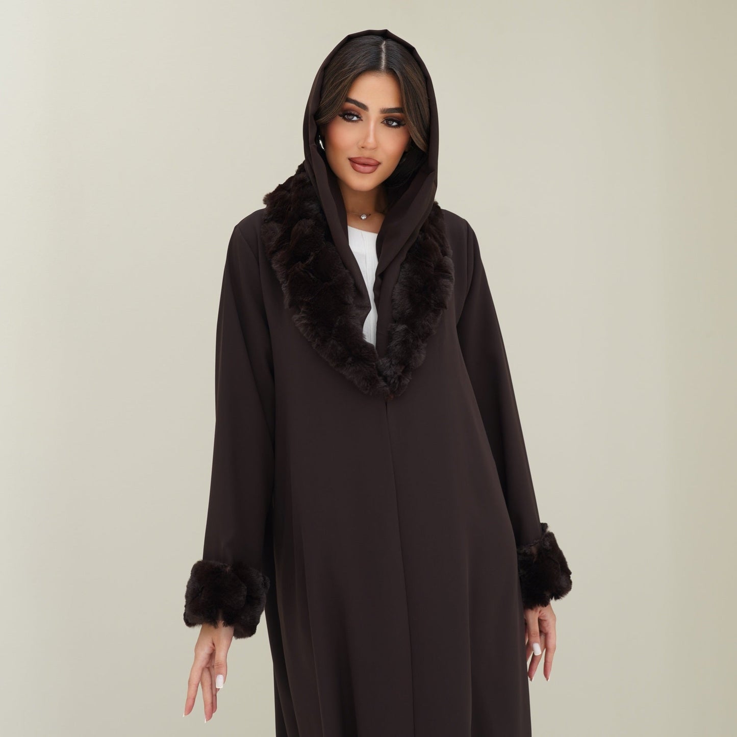 C 0768 Deep Brown Fur Abaya