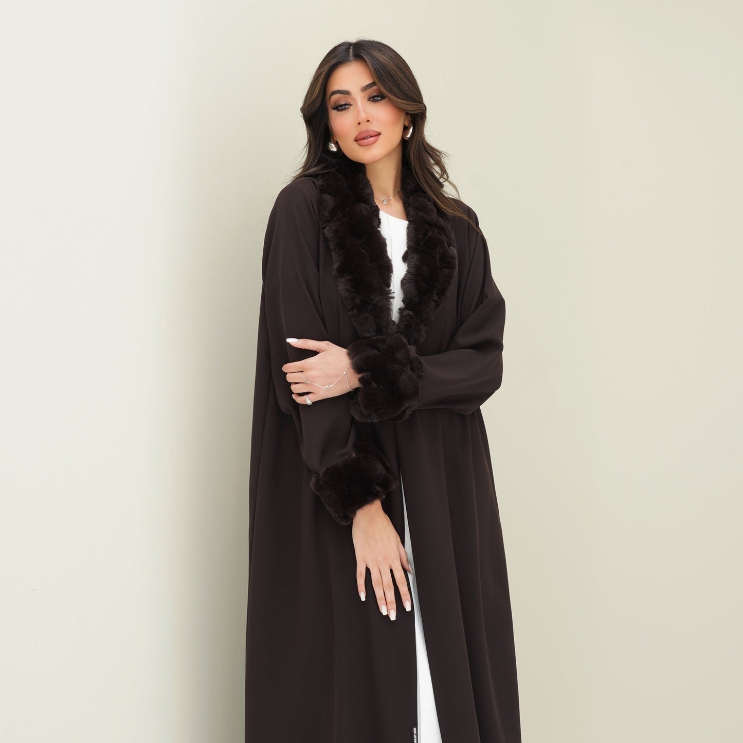 C 0768 Deep Brown Fur Abaya