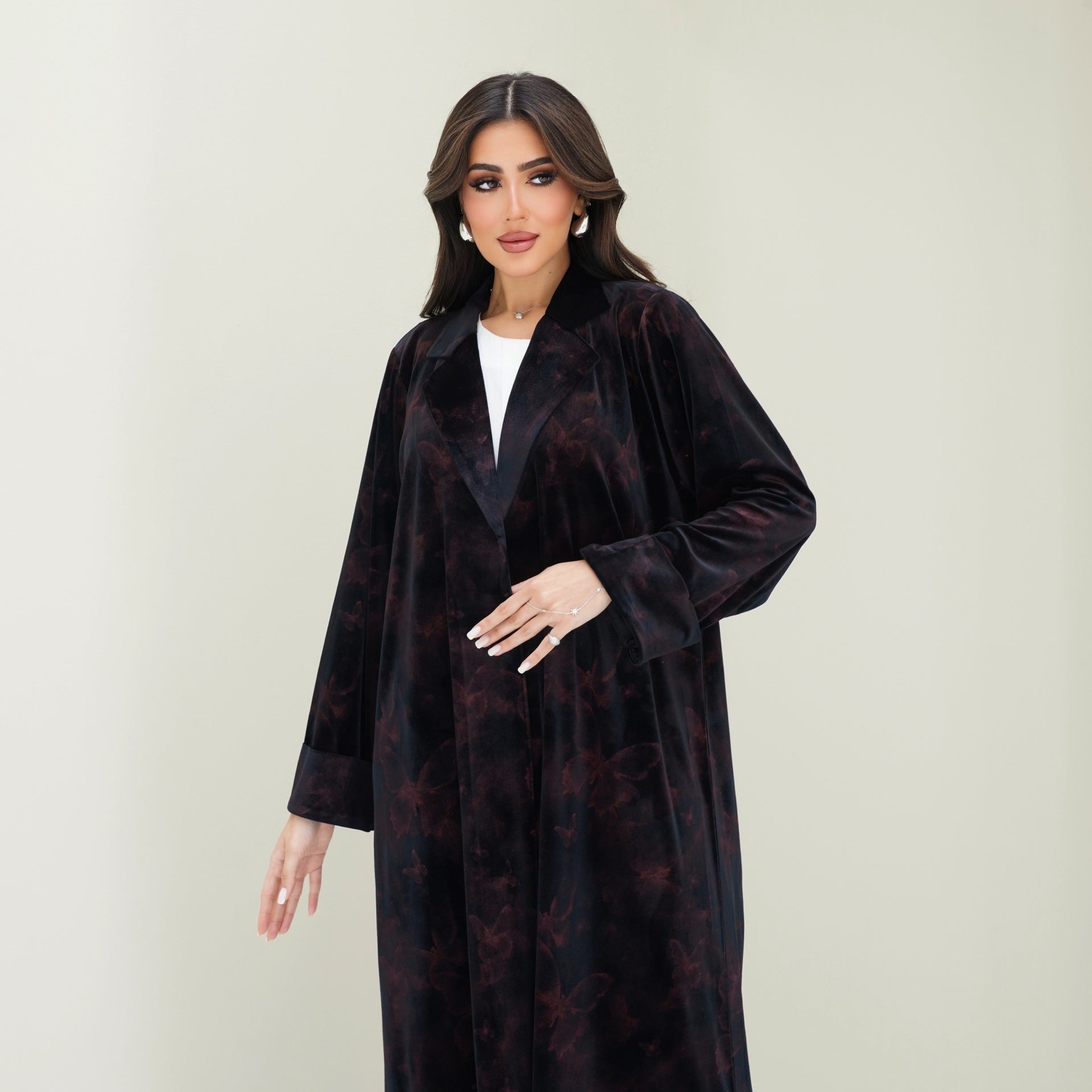 C 0769 Coat Velvet Butterfly Abaya