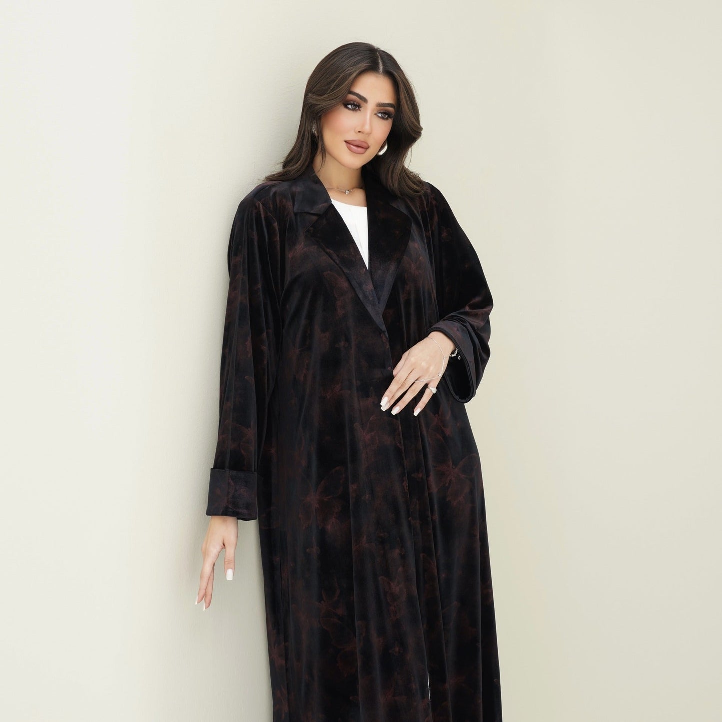 C 0769 Coat Velvet Butterfly Abaya