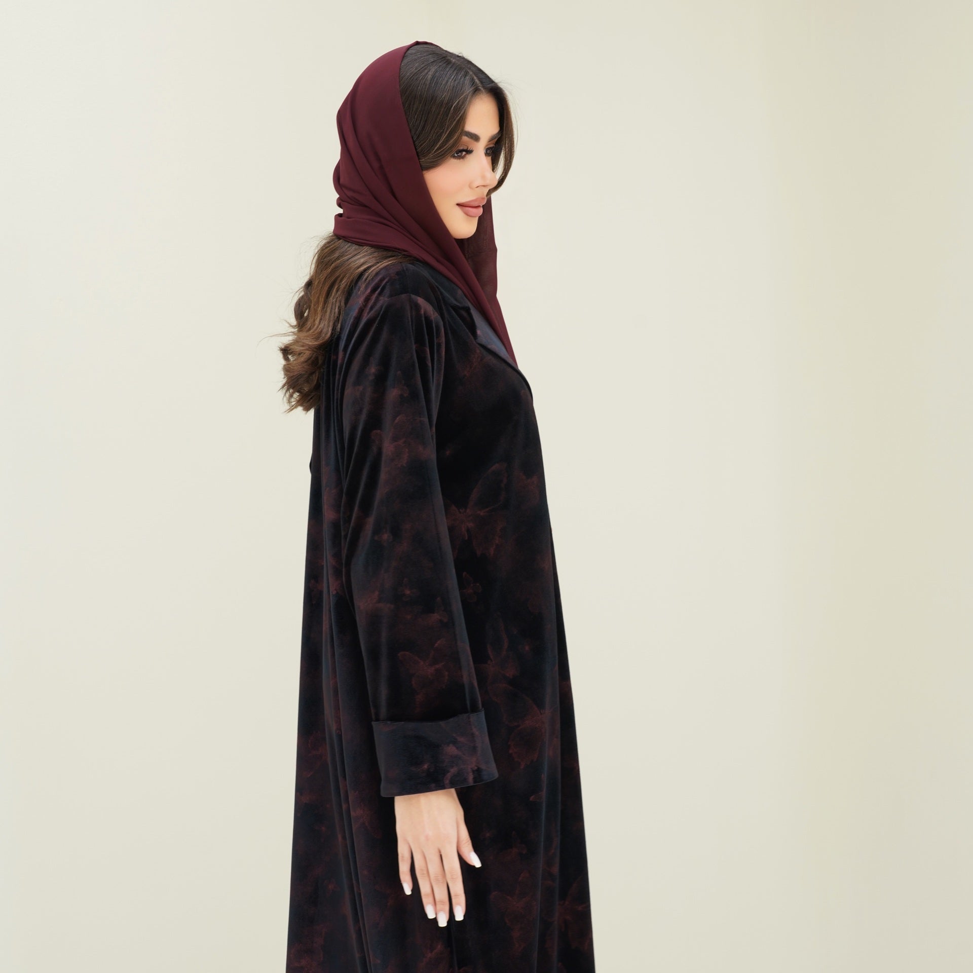 C 0769 Coat Velvet Butterfly Abaya