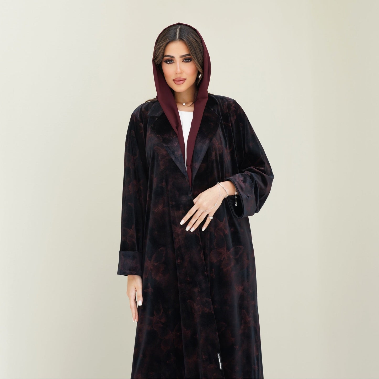 C 0769 Coat Velvet Butterfly Abaya