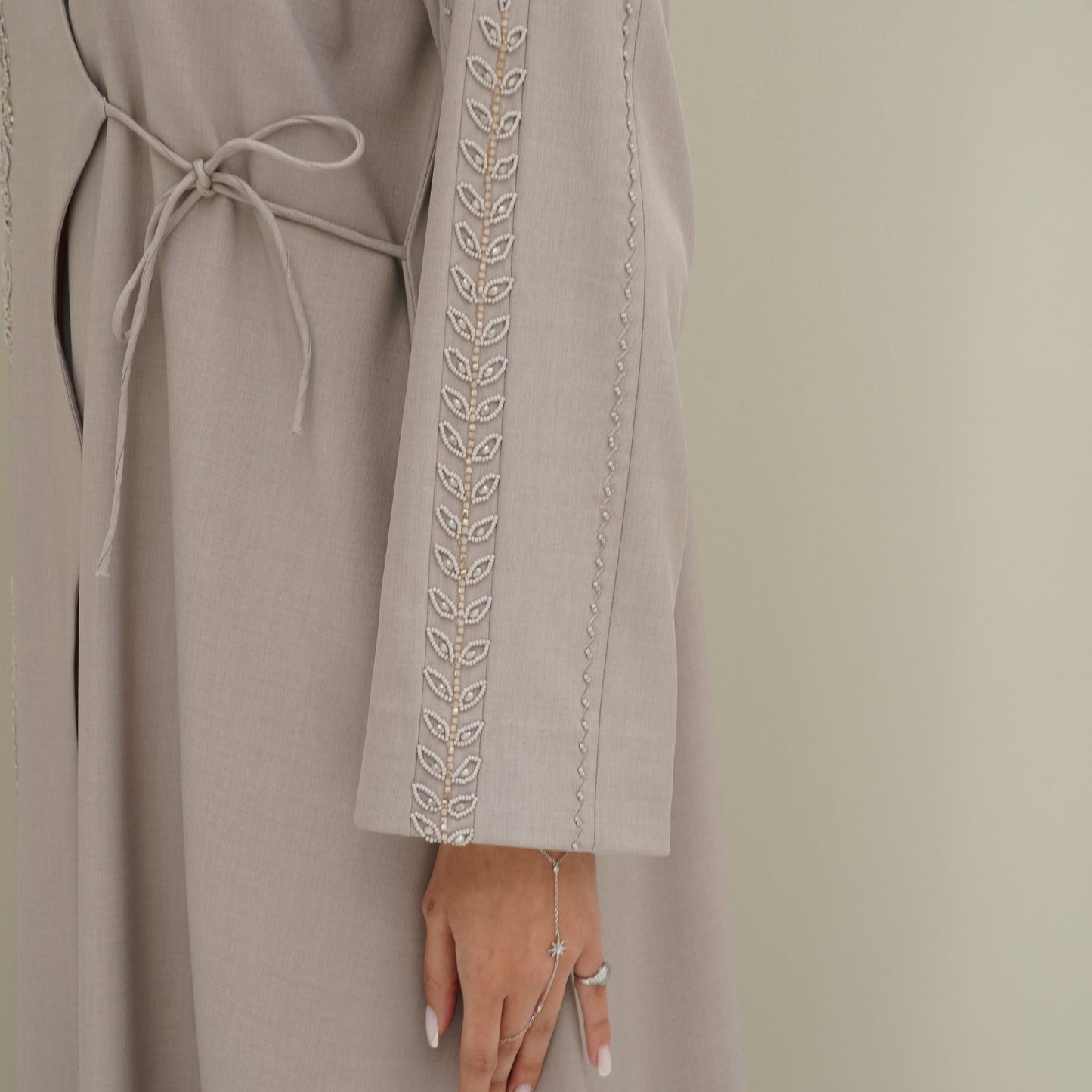 C 0770 Beige Beaded Abaya