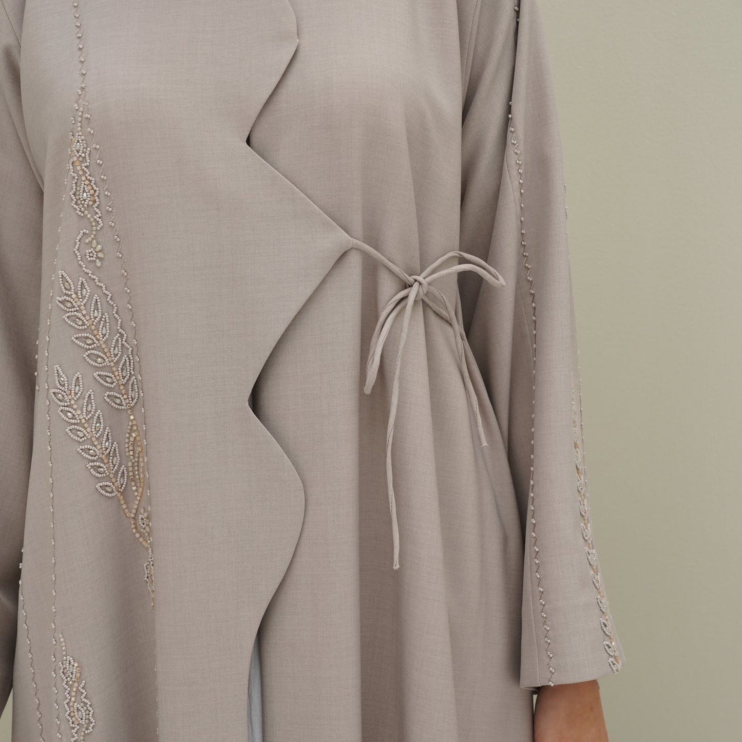 C 0770 Beige Beaded Abaya