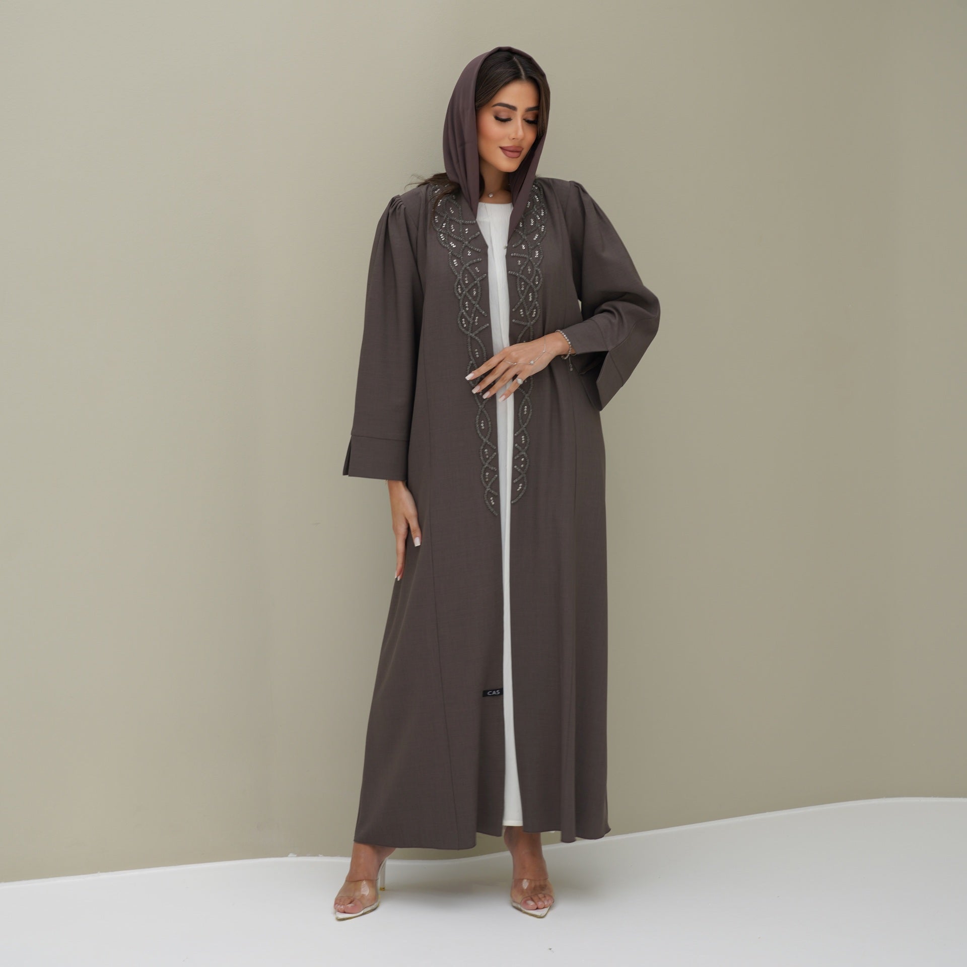 C 0771 Brown Beaded Abaya