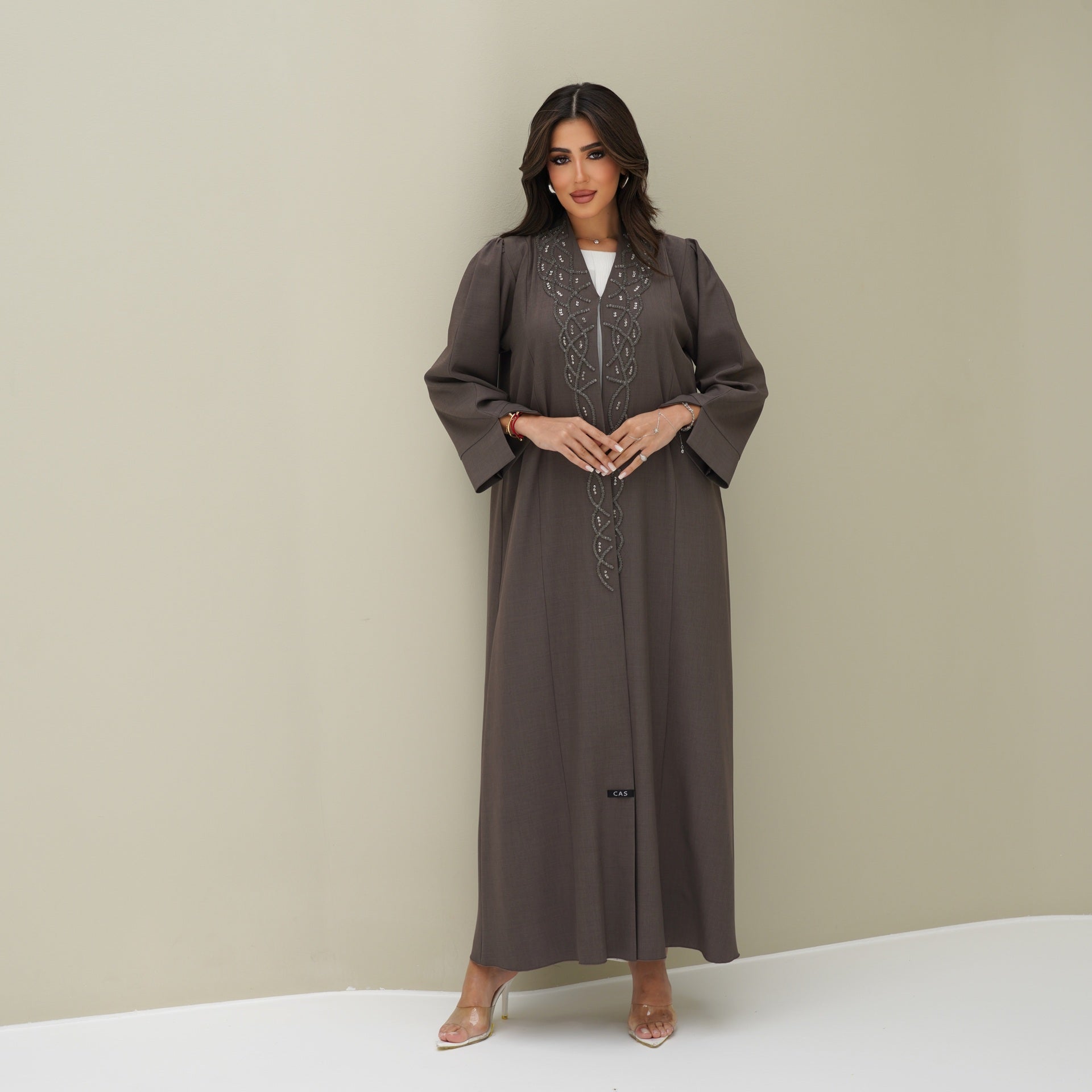 C 0771 Brown Beaded Abaya