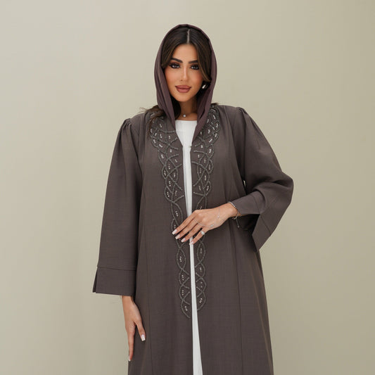 C 0771 Brown Beaded Abaya