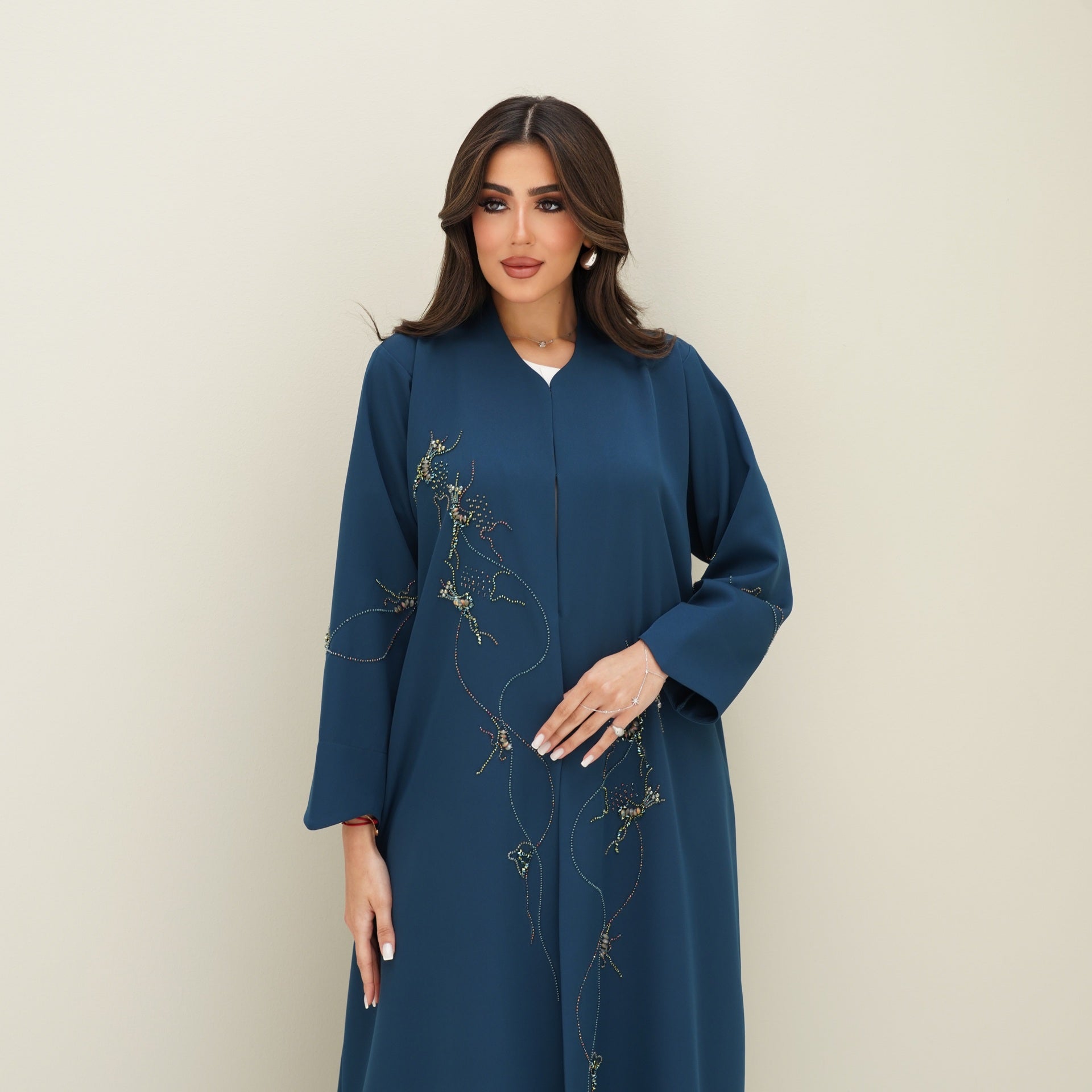 C 0772 Teal Beaded Abaya