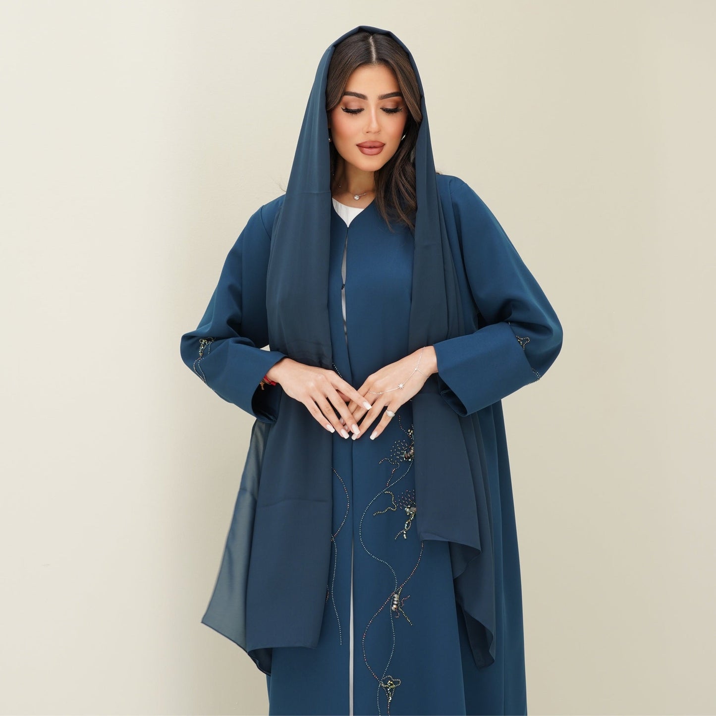 C 0772 Teal Beaded Abaya