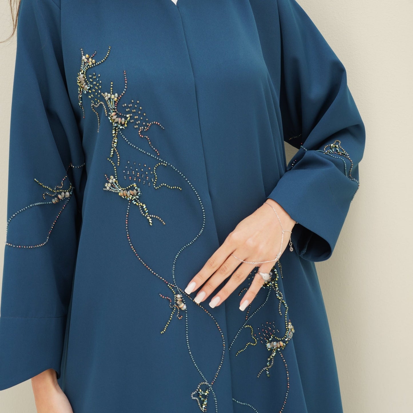 C 0772 Teal Beaded Abaya