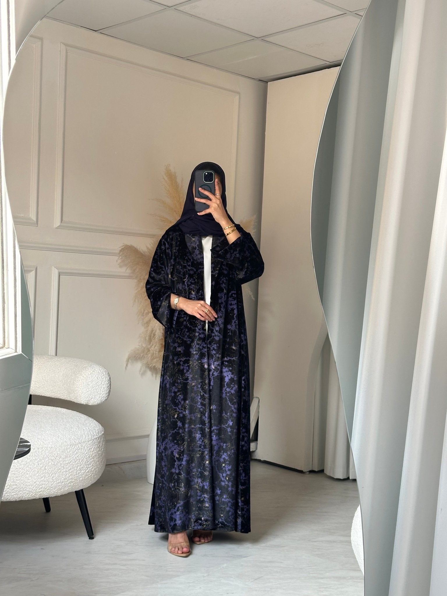 C 0776 Purple Coat Velvet Abaya