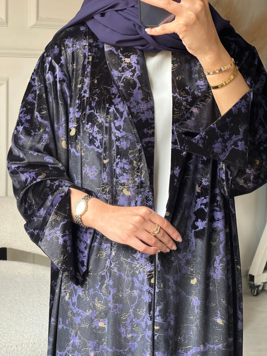 C 0776 Purple Coat Velvet Abaya