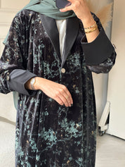 C 0778 Green Coat Velvet Abaya
