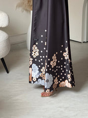 C 0781 Black Orange Printed Abaya