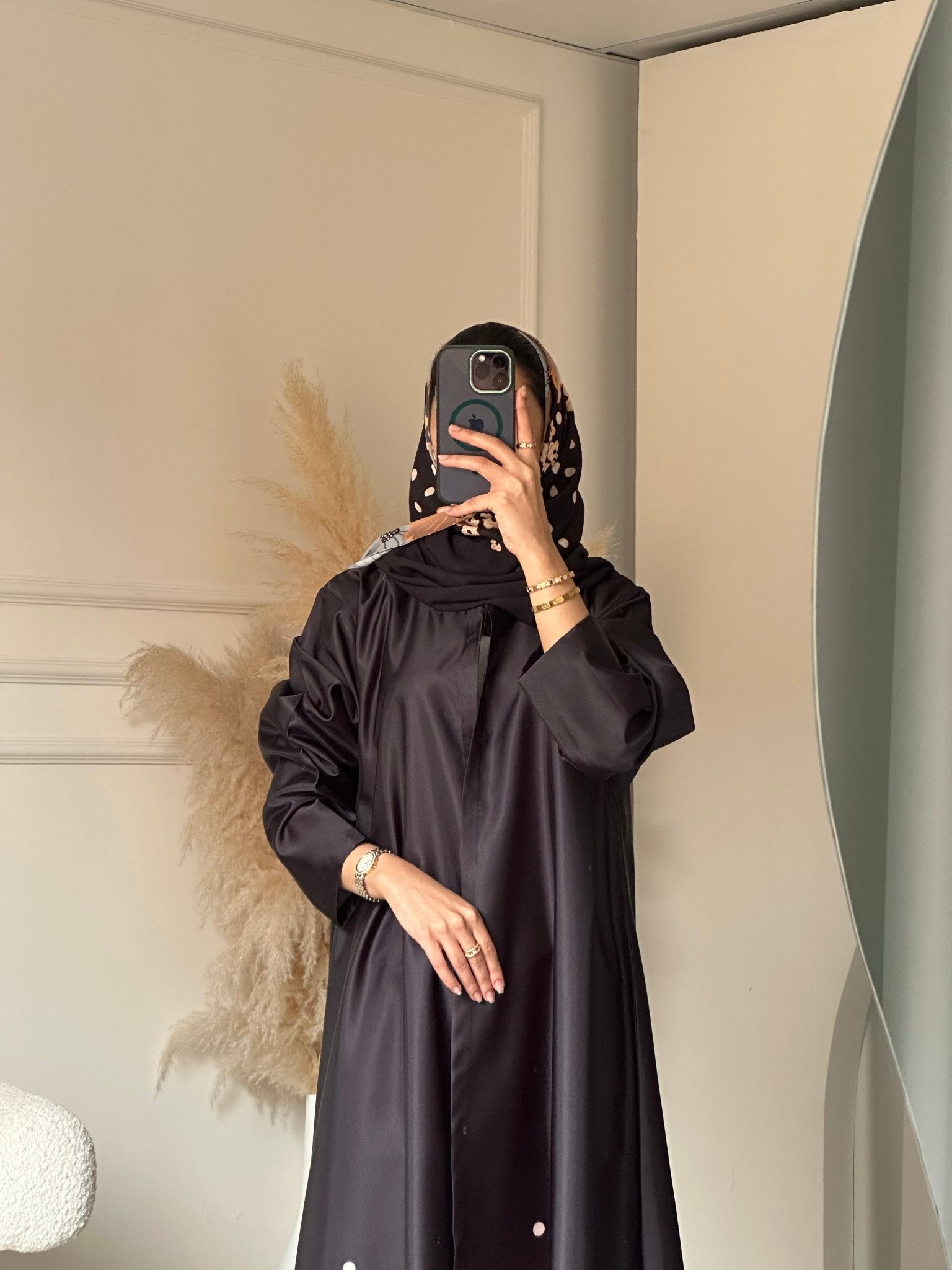 C 0781 Black Orange Printed Abaya