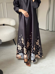 C 0781 Black Orange Printed Abaya