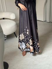 C 0781 Black Orange Printed Abaya