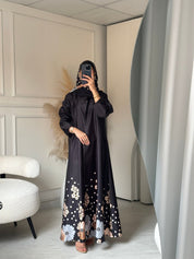 C 0781 Black Orange Printed Abaya