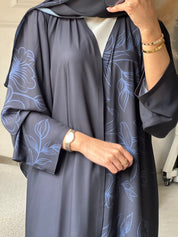 C 0782 Dark Grey Printed Abaya