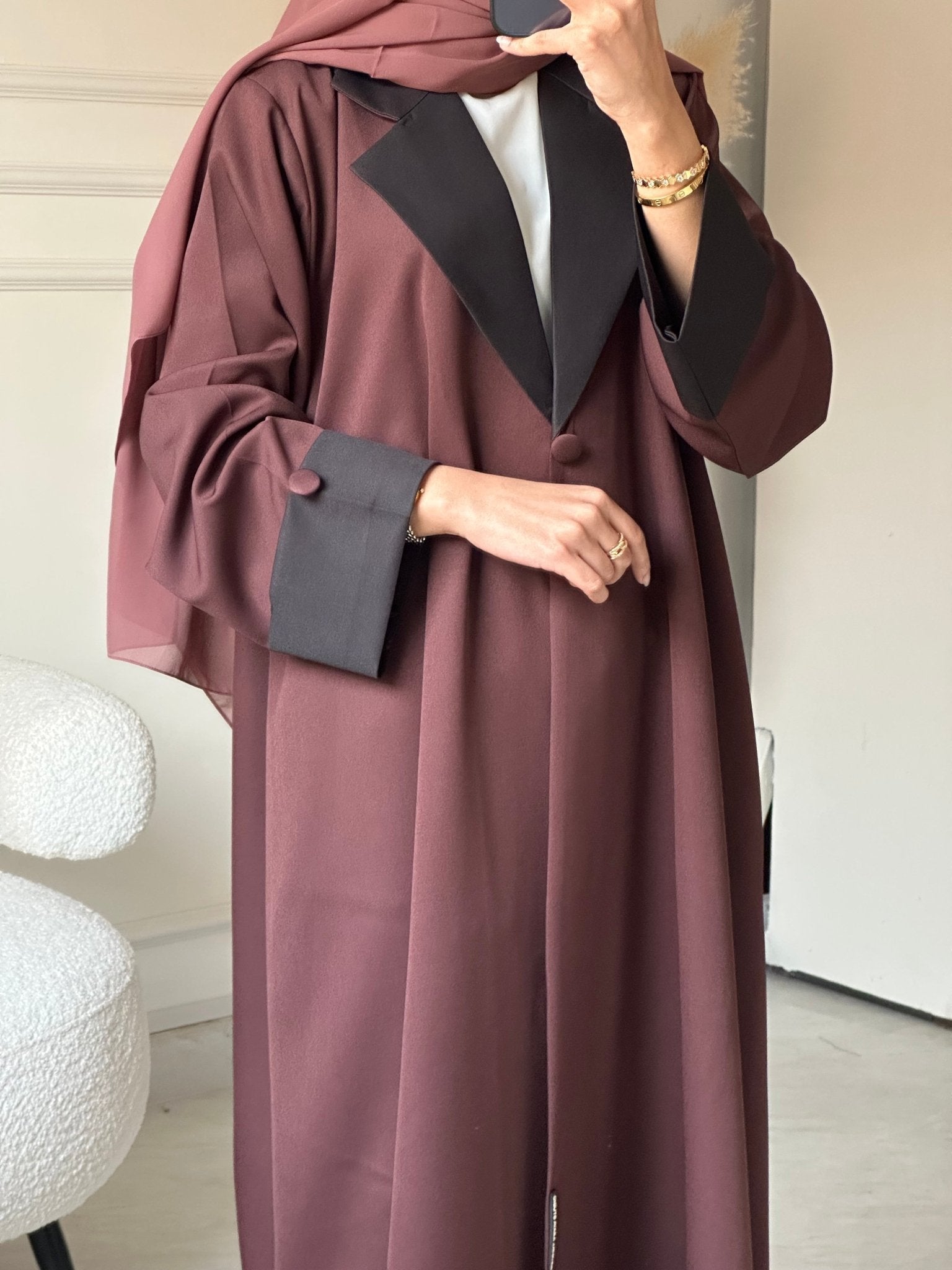 C 0786 Burgundy Coat Abaya