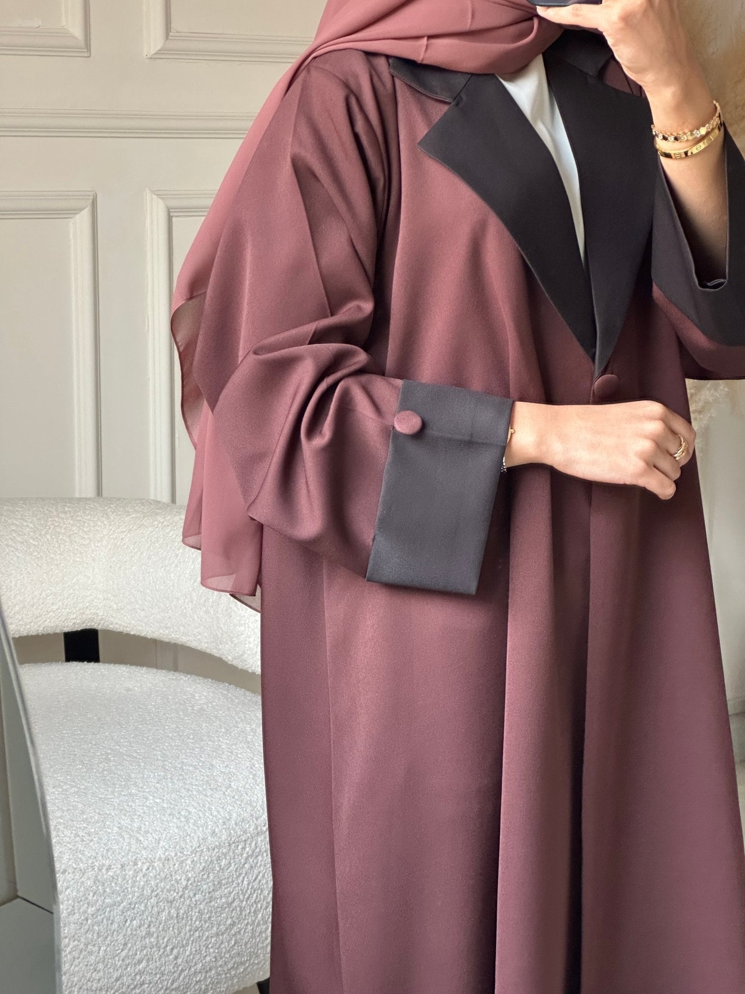 C 0786 Burgundy Coat Abaya