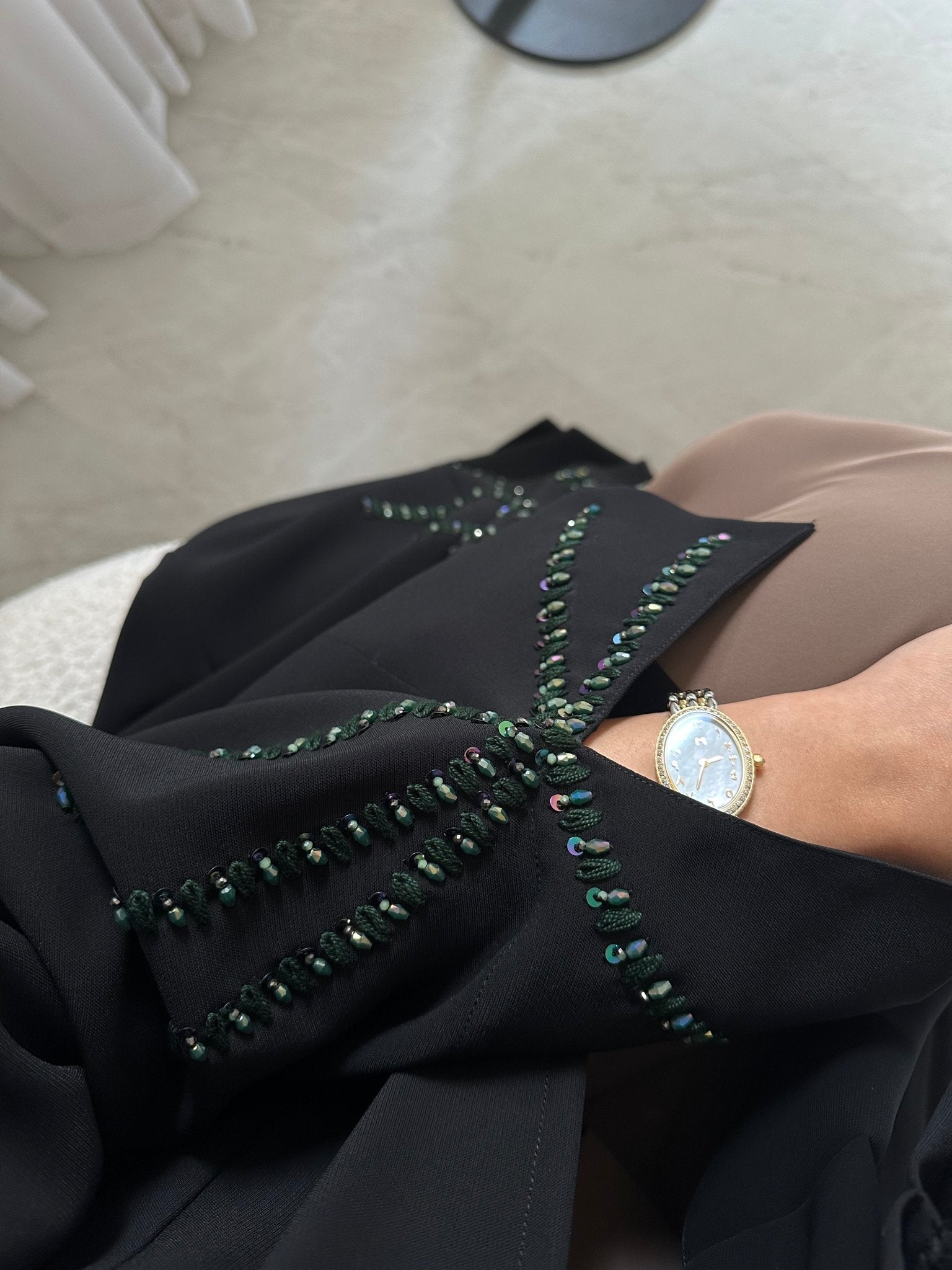 C 0793 Black Beaded Abaya