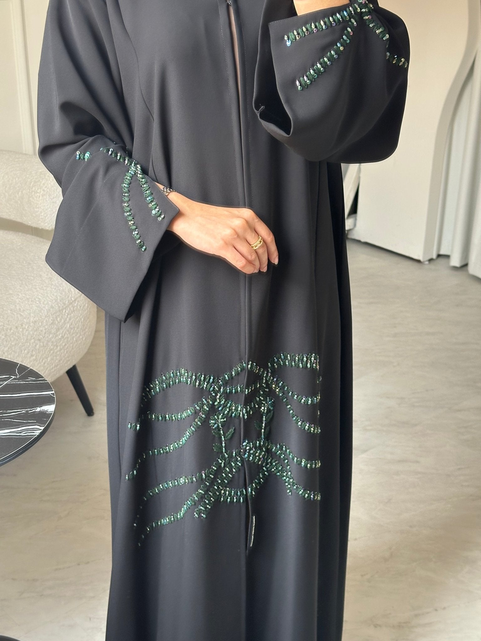 C 0793 Black Beaded Abaya