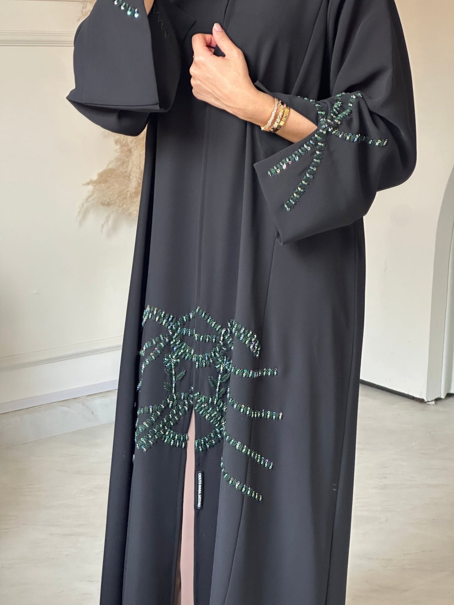 C 0793 Black Beaded Abaya