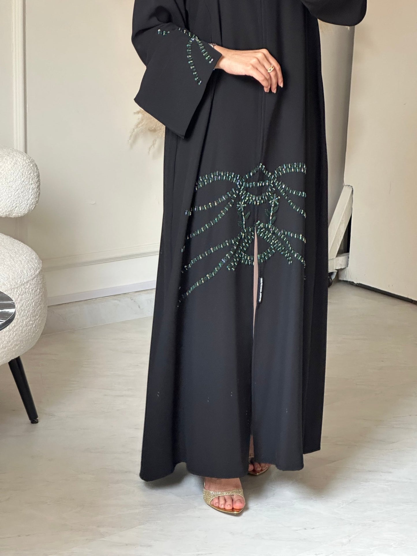 C 0793 Black Beaded Abaya