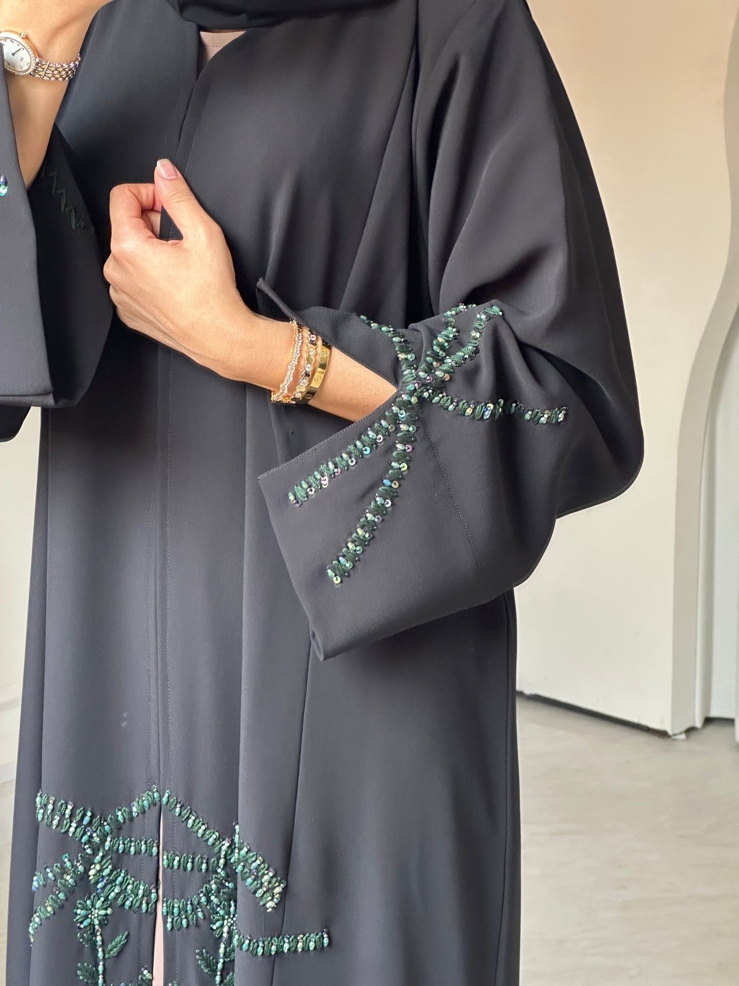 C 0793 Black Beaded Abaya