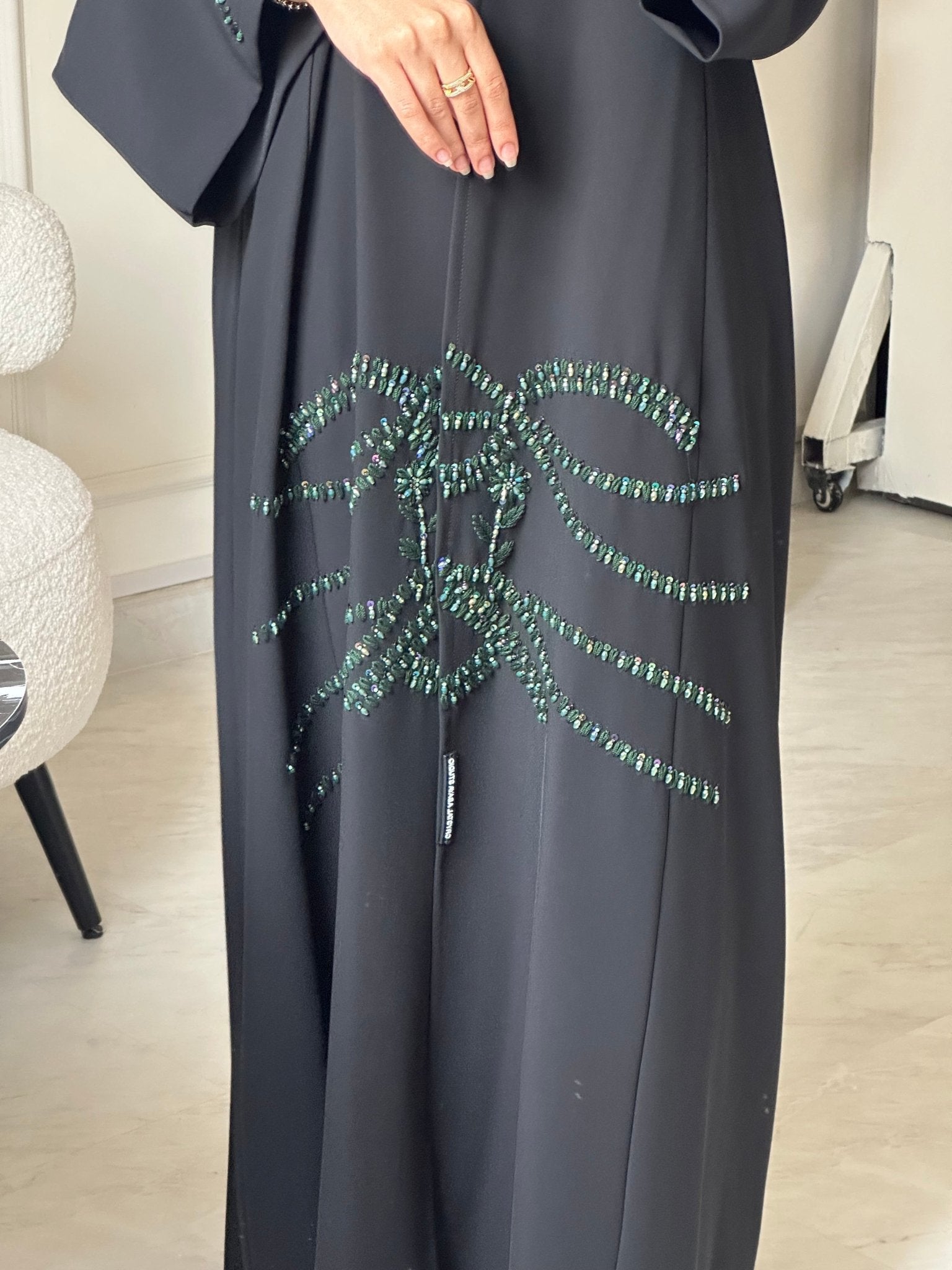 C 0793 Black Beaded Abaya