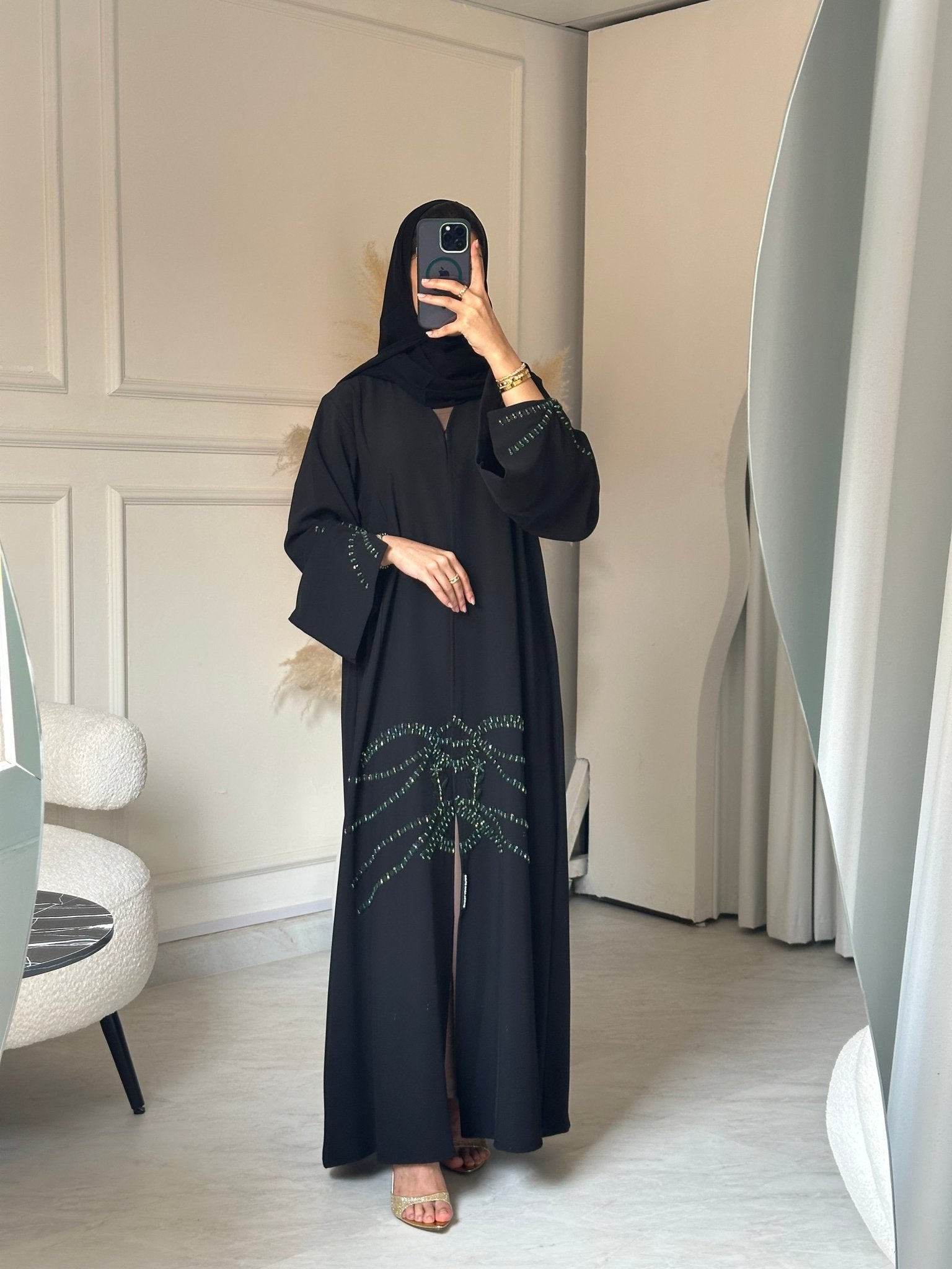 C 0793 Black Beaded Abaya