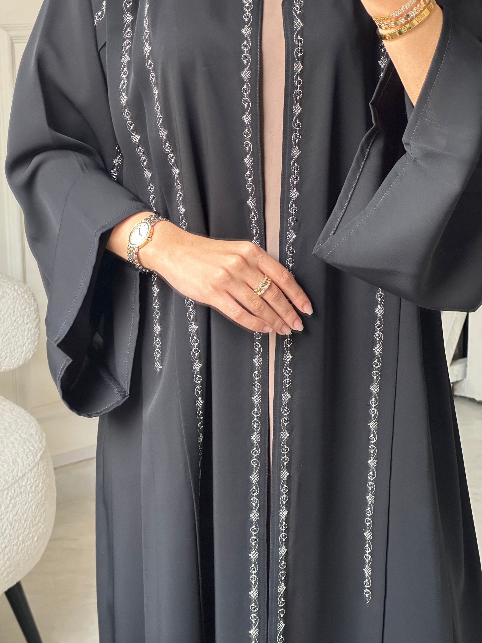 C 0794 Black Embroidered Abaya