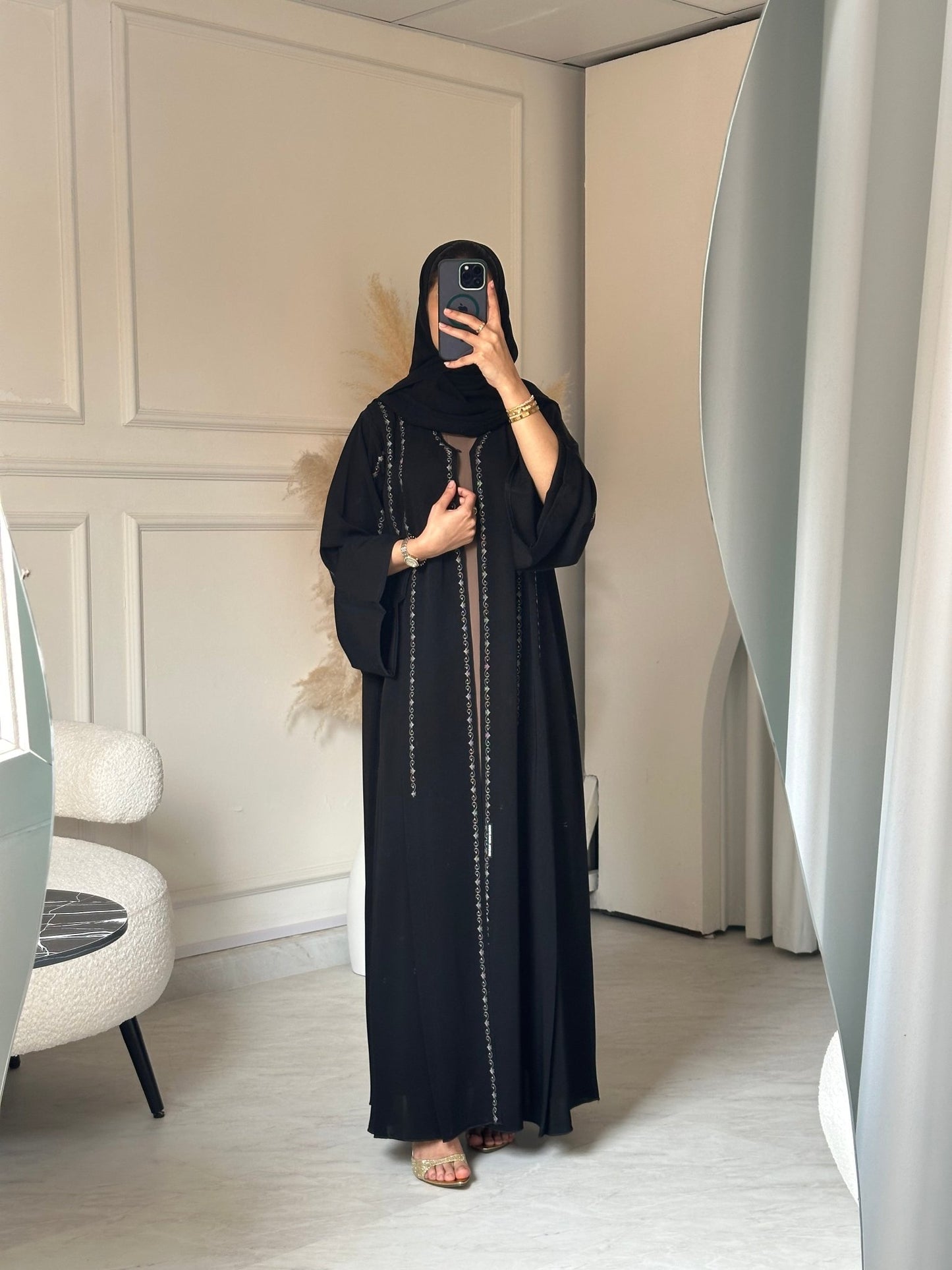 C 0794 Black Embroidered Abaya