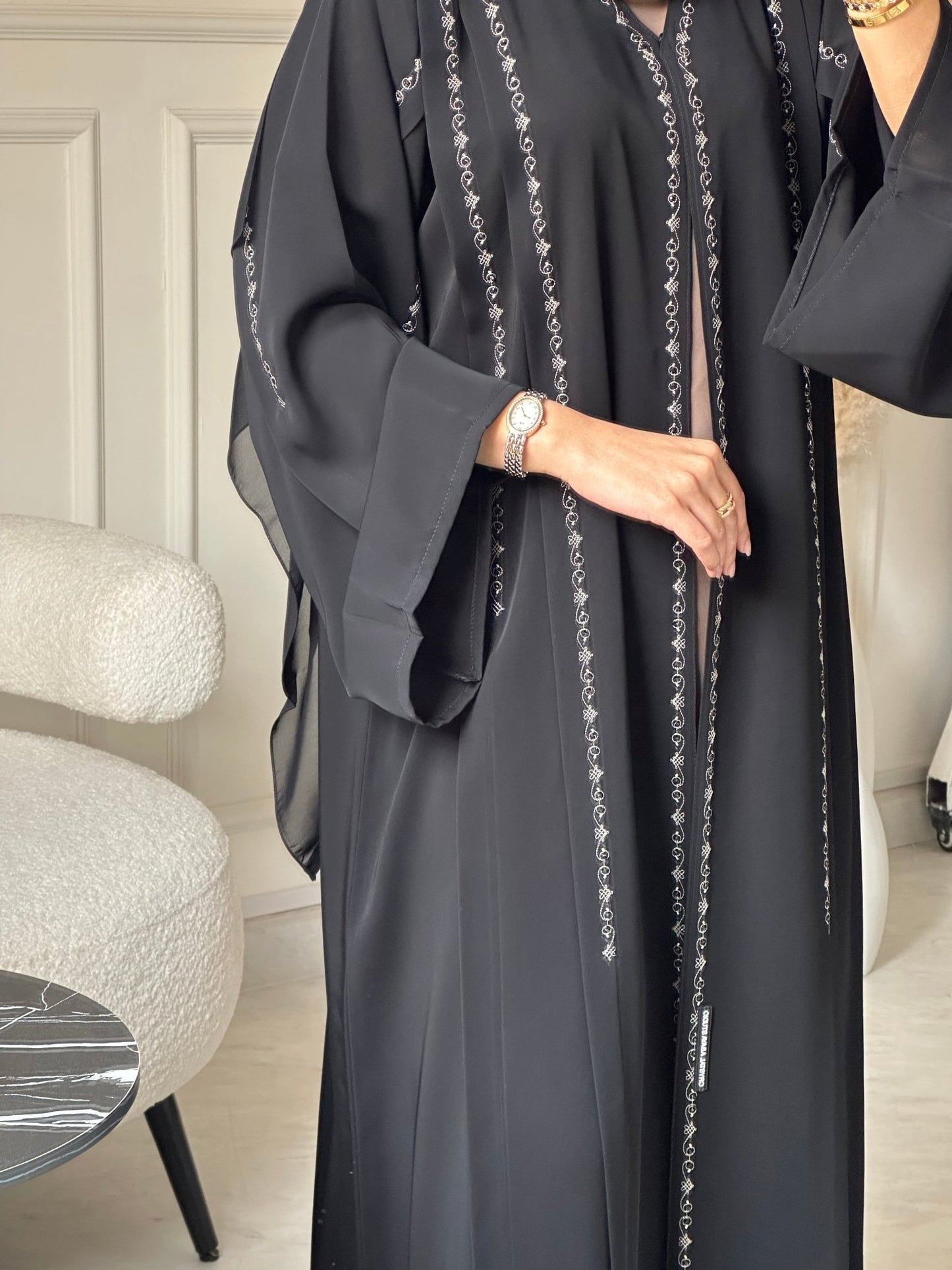 C 0794 Black Embroidered Abaya