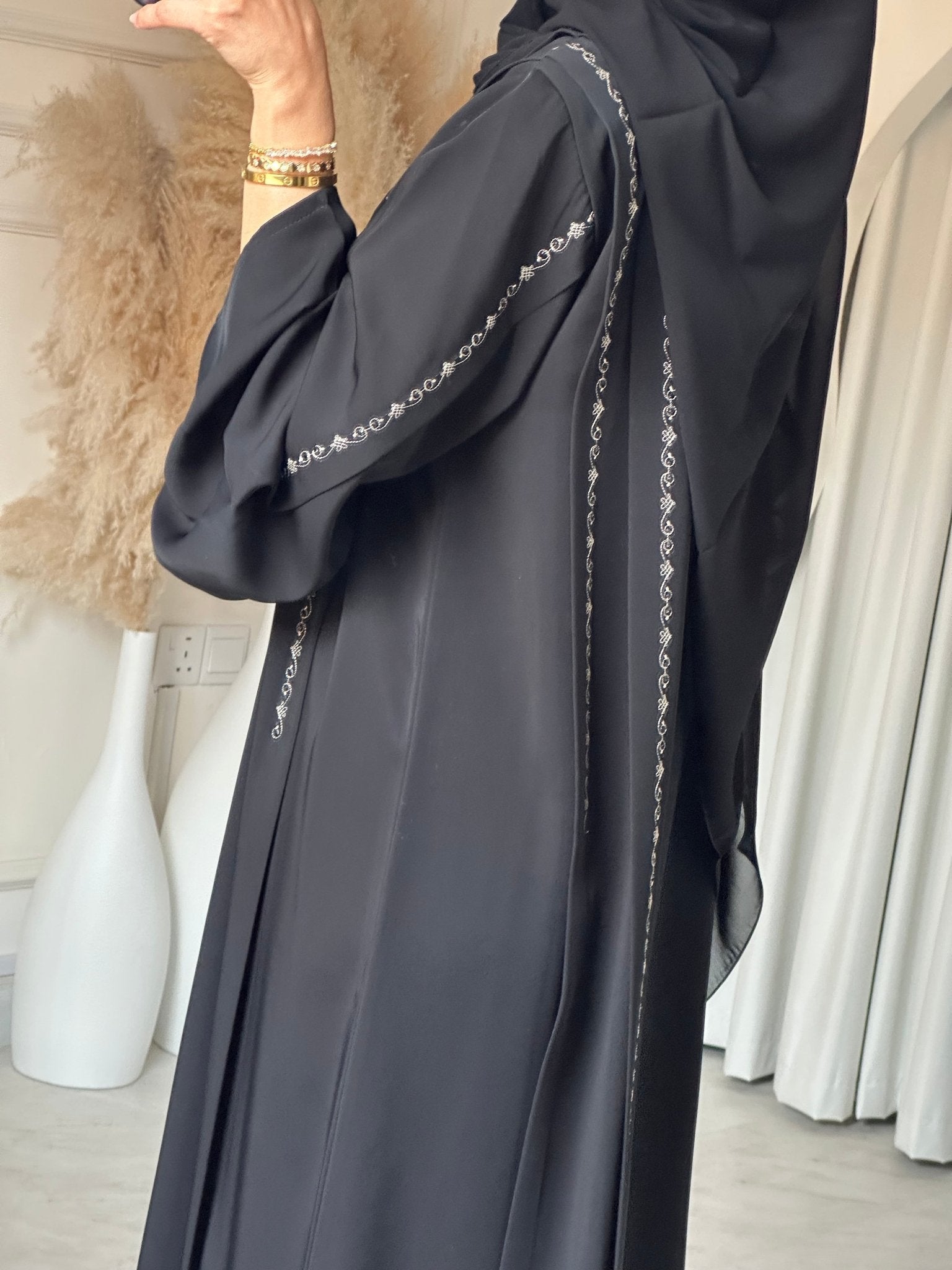 C 0794 Black Embroidered Abaya