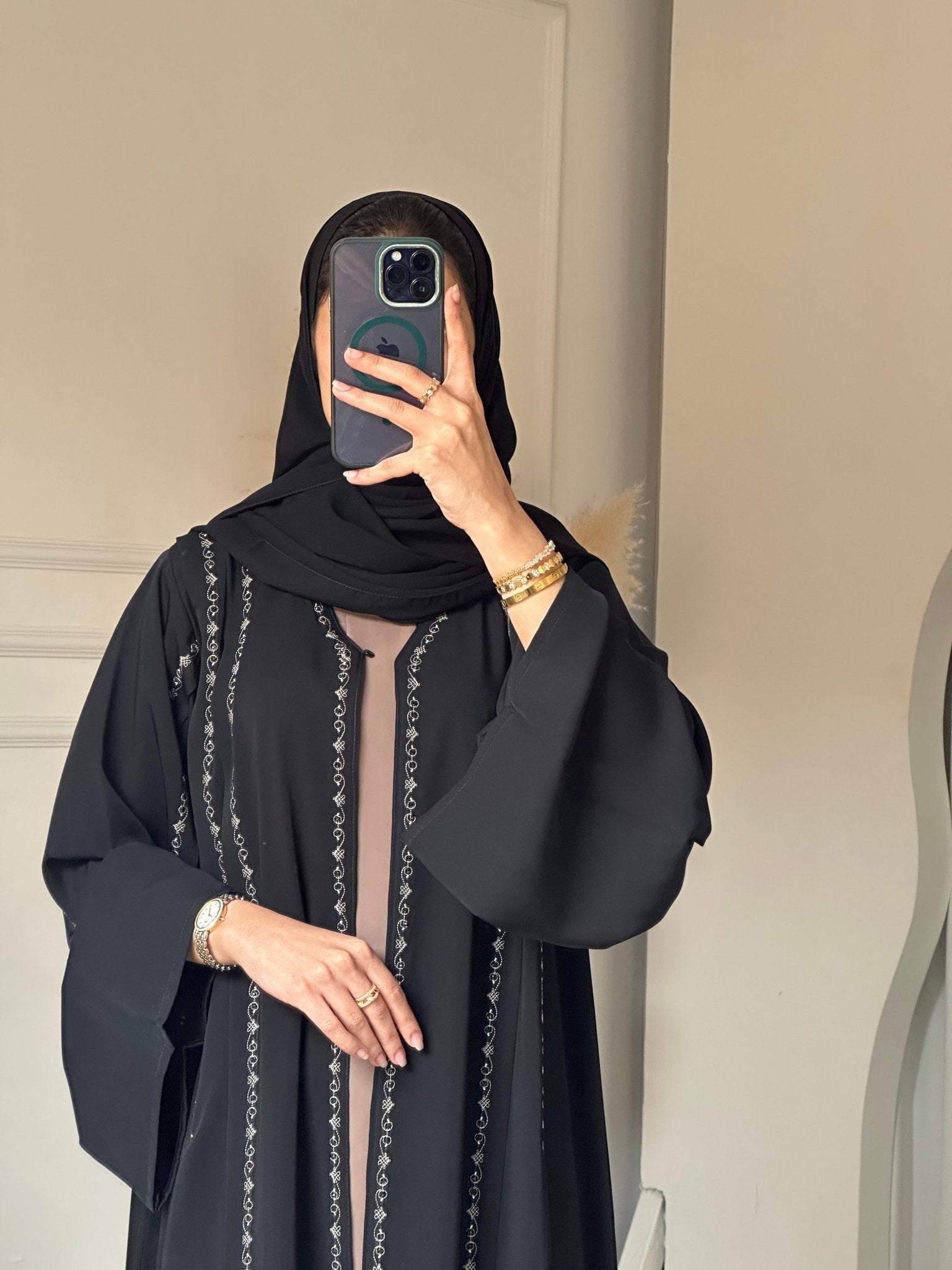 C 0794 Black Embroidered Abaya