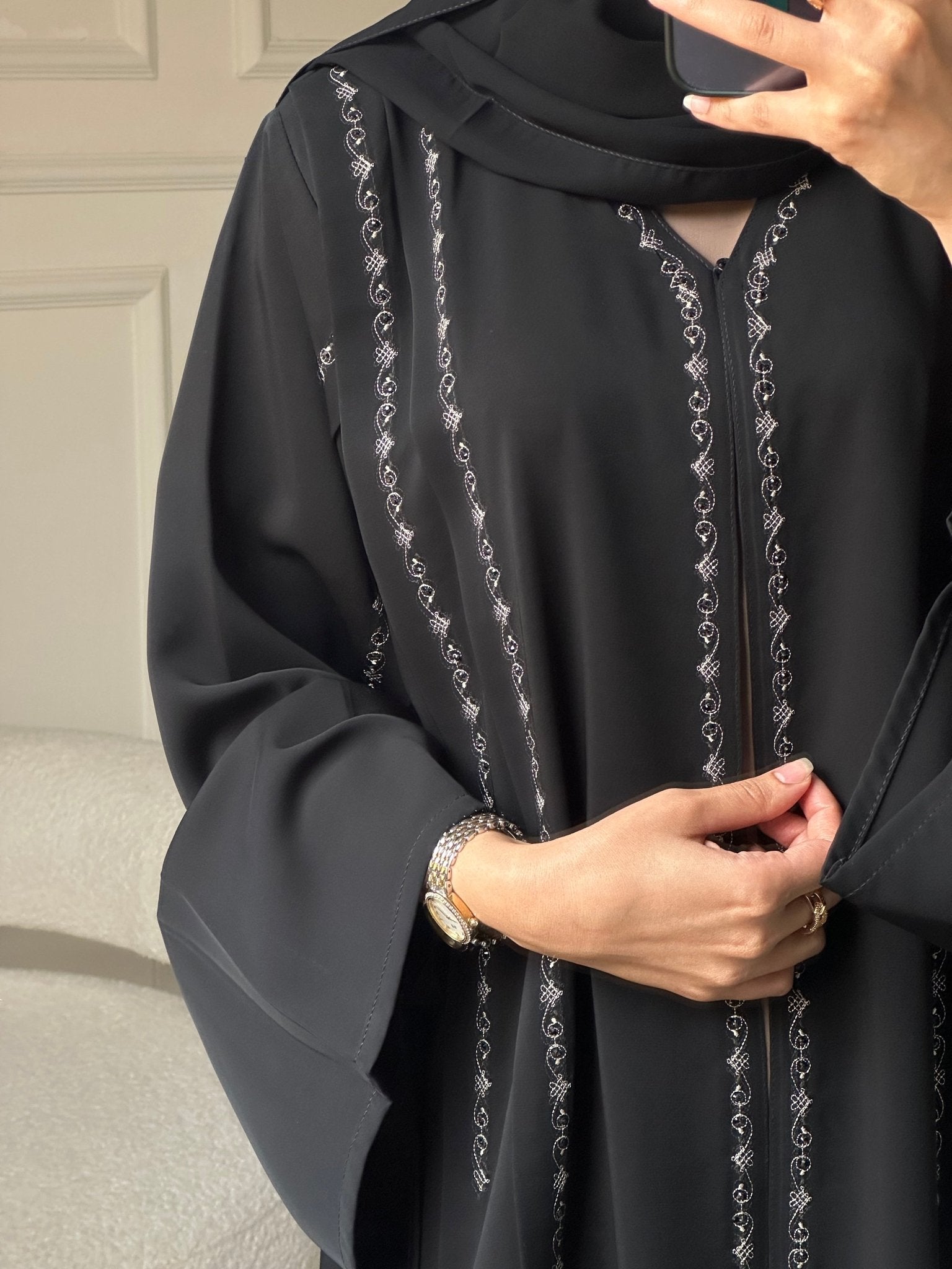 C 0794 Black Embroidered Abaya