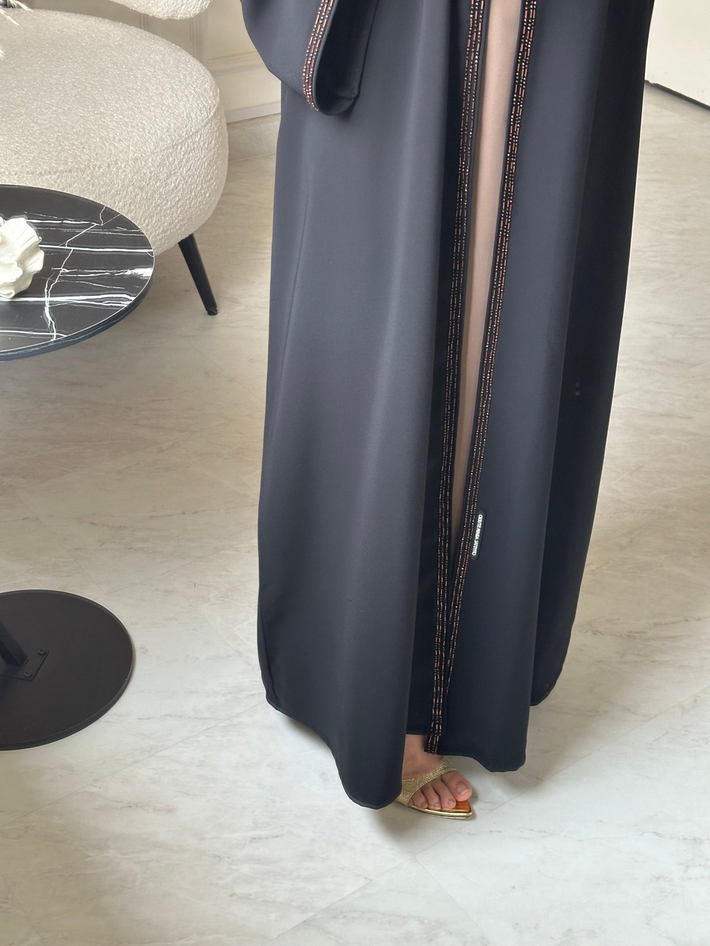 C 0795 Black Beaded Abaya