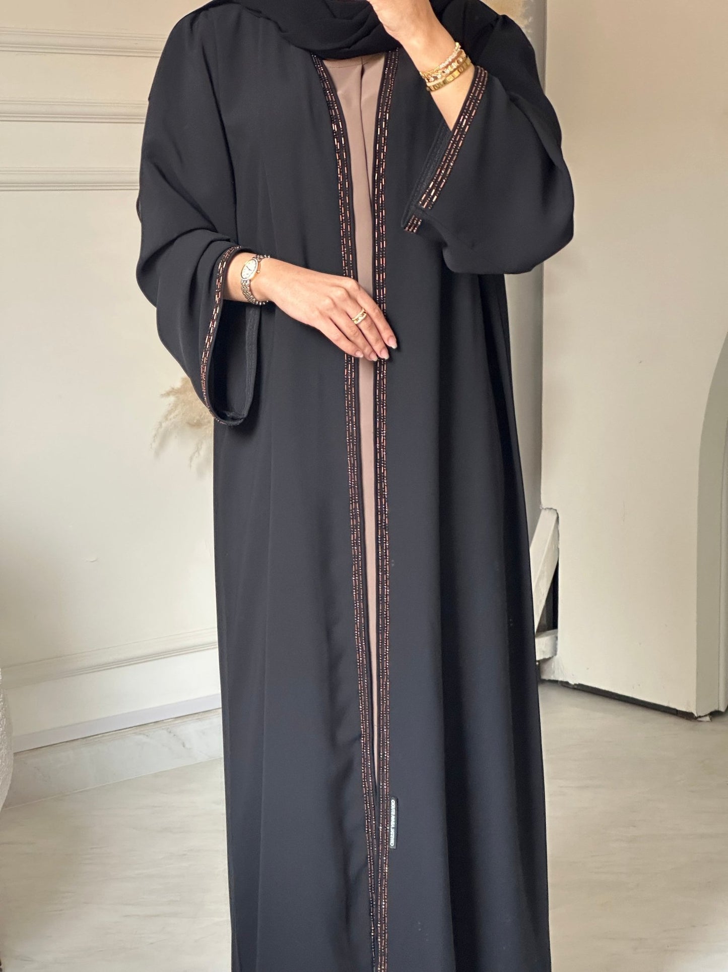 C 0795 Black Beaded Abaya