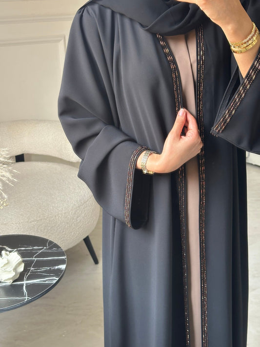 C 0795 Black Beaded Abaya