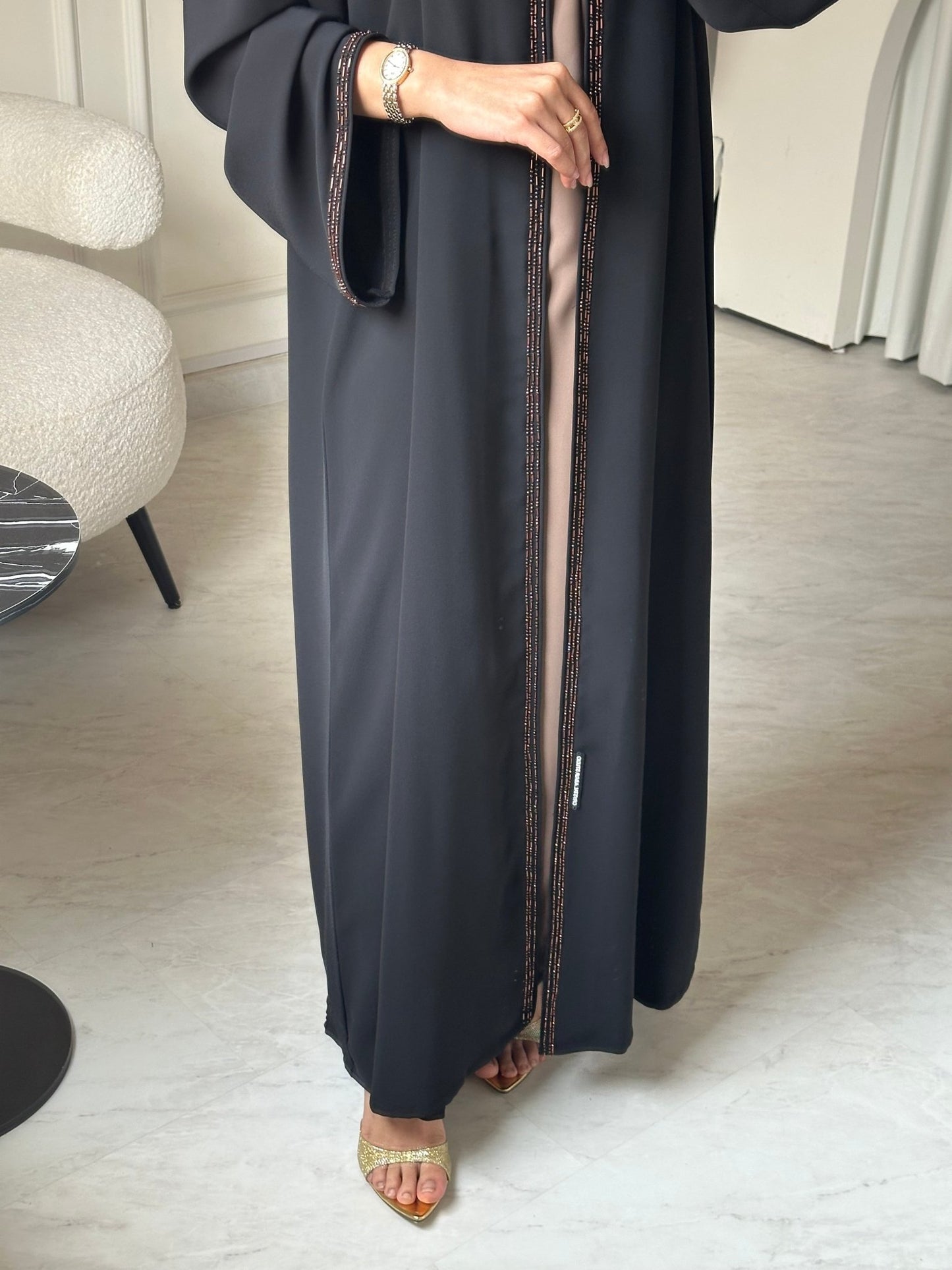 C 0795 Black Beaded Abaya