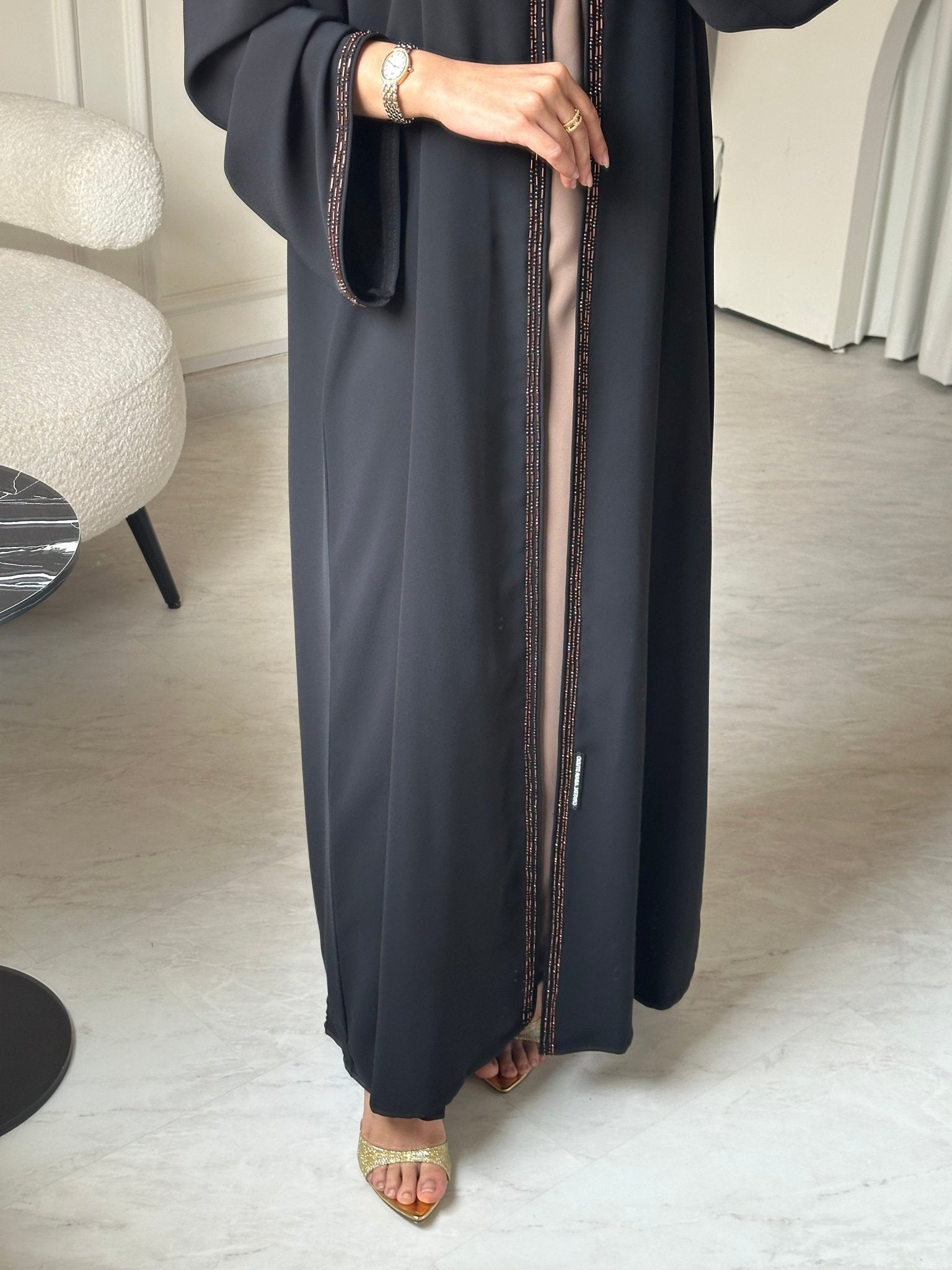 C 0795 Black Beaded Abaya